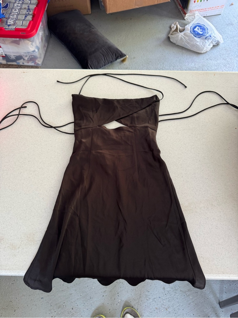 Hello Molly Black Mini Dress with Front Cutout